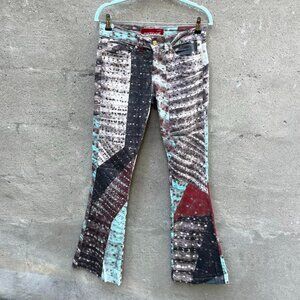 Patoge Printed Low-Rise Flare Pants